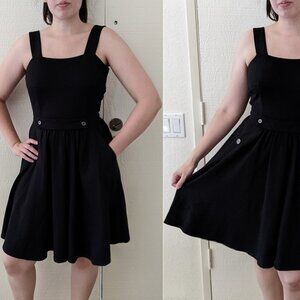 Burberry Brit Fit & Flare Sleeveless Dress 6 Black Knee-Length